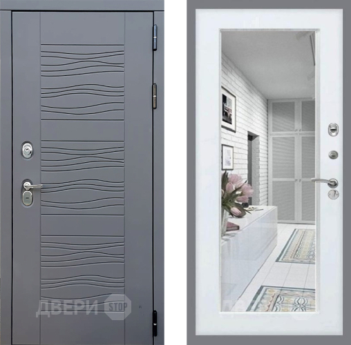 Входная металлическая Дверь Стоп СКАНДИ Зеркало Белый ясень в Жуковский