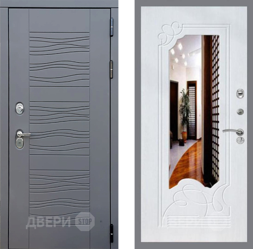 Входная металлическая Дверь Стоп СКАНДИ ЗкркалоФЛ-147 Ясень белый в Жуковский
