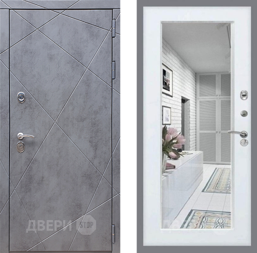 Входная металлическая Дверь Стоп Лучи Зеркало Белый ясень в Жуковский