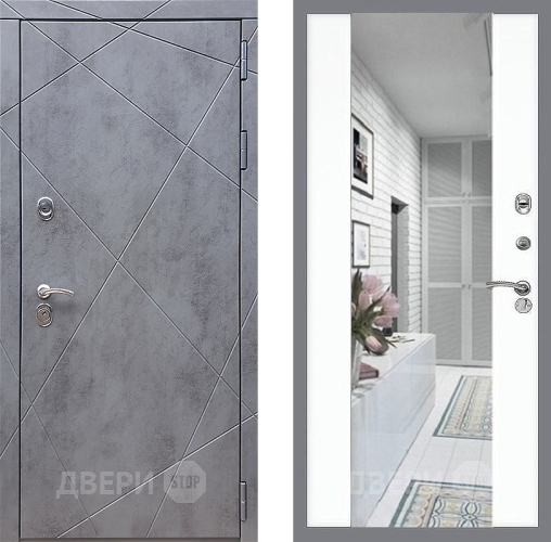 Входная металлическая Дверь Стоп Лучи Зеркало СБ-16 Силк Сноу в Жуковский