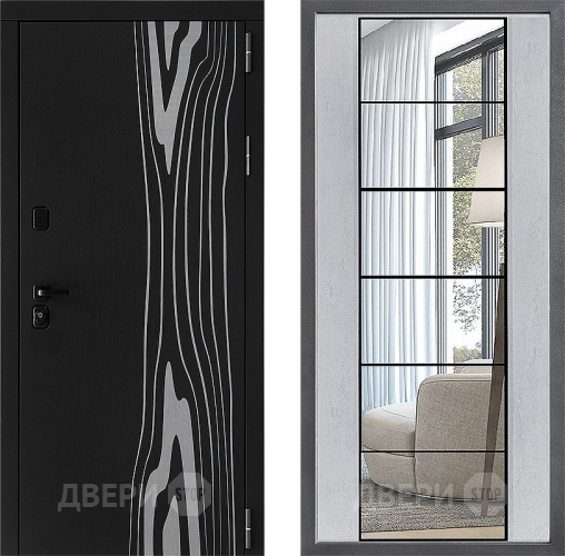 Входная металлическая Дверь Дверной континент ДК-12 ФЛЗ-2 Зеркало Бетон светлый в Жуковский