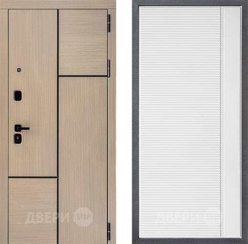 Входная металлическая Дверь Дверной континент ДК-14 ФЛ-757 Белое Стекло Софт милк в Жуковский