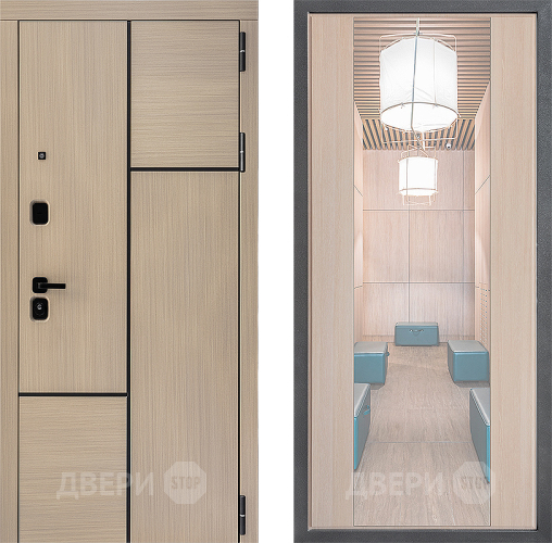 Входная металлическая Дверь Дверной континент ДК-14 ФЛЗ-1 Зеркало Капучино в Жуковский