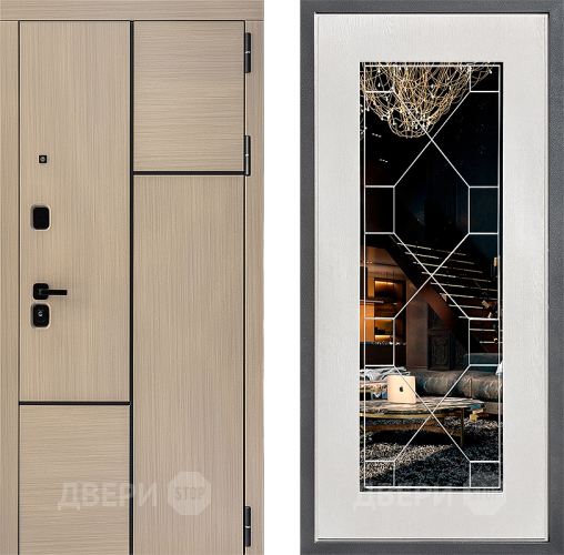 Входная металлическая Дверь Дверной континент ДК-14 ФЛ-Тиффани Зеркало Белое дерево в Жуковский