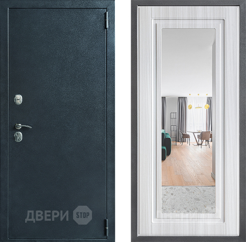 Входная металлическая Дверь Дверной континент ДК-70 Дизайн ФЛЗ Зеркало Сандал белый в Жуковский