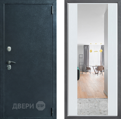 Входная металлическая Дверь Дверной континент ДК-70 Дизайн ФЛЗ-1 Зеркало Белое дерево в Жуковский