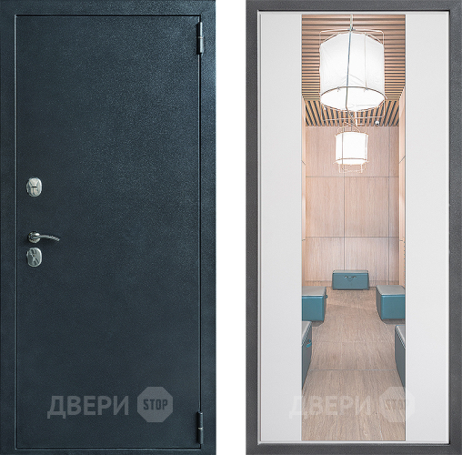 Входная металлическая Дверь Дверной континент ДК-70 Дизайн ФЛЗ-1 Зеркало Белый софт в Жуковский