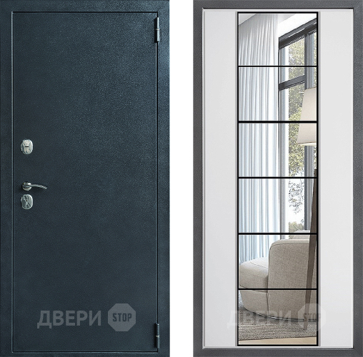 Входная металлическая Дверь Дверной континент ДК-70 Дизайн ФЛЗ-2 Зеркало Белый софт в Жуковский