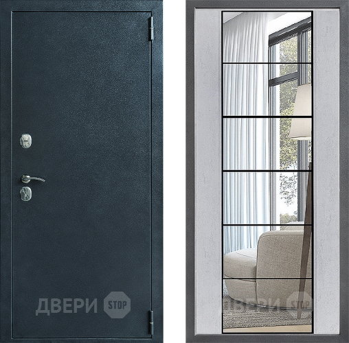 Входная металлическая Дверь Дверной континент ДК-70 Дизайн ФЛЗ-2 Зеркало Бетон светлый в Жуковский