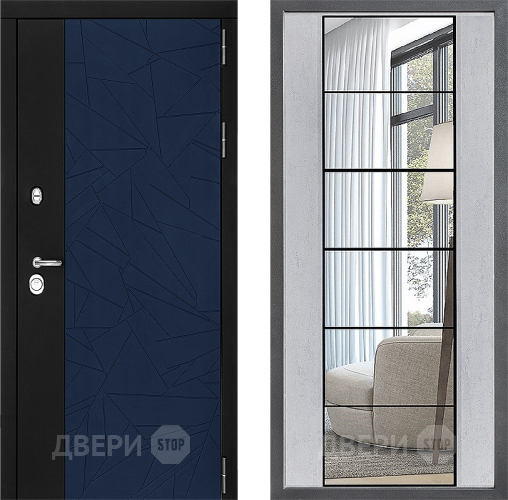 Входная металлическая Дверь Дверной континент ДК-9 ФЛЗ-2 Зеркало Бетон светлый в Жуковский