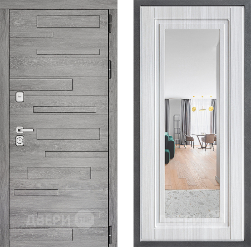 Входная металлическая Дверь Дверной континент ДК-10 ФЛЗ Зеркало Сандал белый в Жуковский