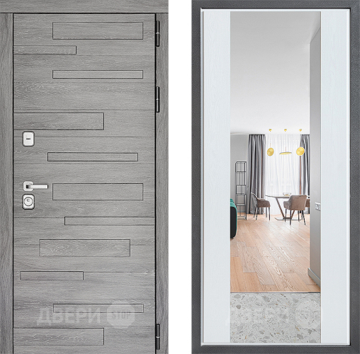 Входная металлическая Дверь Дверной континент ДК-10 ФЛЗ-1 Зеркало Белое дерево в Жуковский