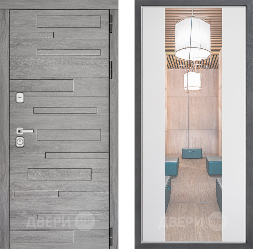 Входная металлическая Дверь Дверной континент ДК-10 ФЛЗ-1 Зеркало Белый софт в Жуковский