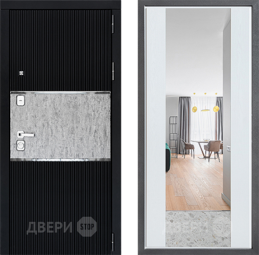 Входная металлическая Дверь Дверной континент ДК-13 ФЛЗ-1 Зеркало Белое дерево в Жуковский