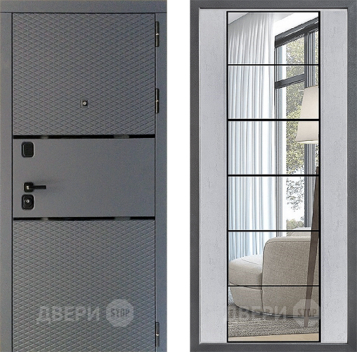 Входная металлическая Дверь Дверной континент Диамант Дизайн ФЛЗ-2 Зеркало Бетон светлый в Жуковский