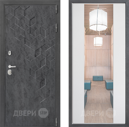 Входная металлическая Дверь Дверной континент ДК-3/713 ФЛЗ-1 Зеркало Белый софт в Жуковский