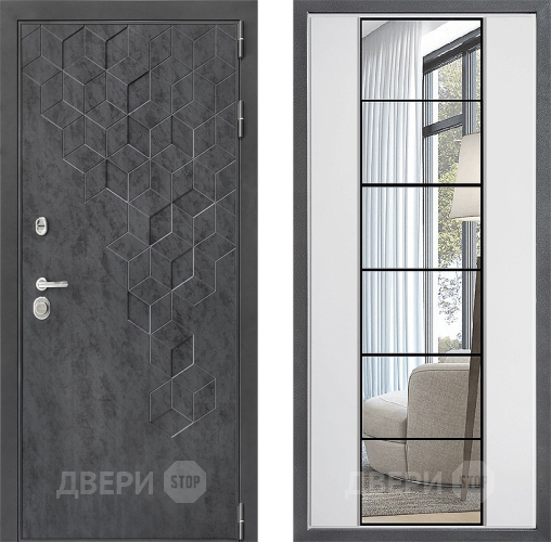 Входная металлическая Дверь Дверной континент ДК-3/713 ФЛЗ-2 Зеркало Белый софт в Жуковский