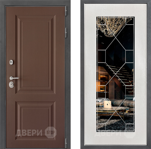Входная металлическая Дверь Дверной континент ДК-3/729 ФЛ-Тиффани Зеркало Белое дерево в Жуковский