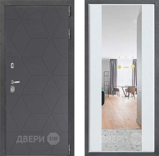 Входная металлическая Дверь Дверной континент ДК-3/744 ФЛЗ-1 Зеркало Белое дерево в Жуковский