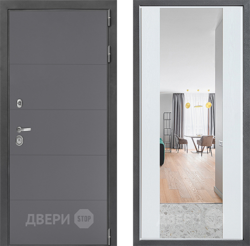 Входная металлическая Дверь Дверной континент ДК-3/649 ФЛЗ-1 Зеркало Белое дерево в Жуковский