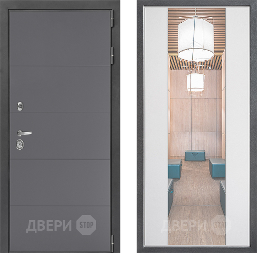 Входная металлическая Дверь Дверной континент ДК-3/649 ФЛЗ-1 Зеркало Белый софт в Жуковский