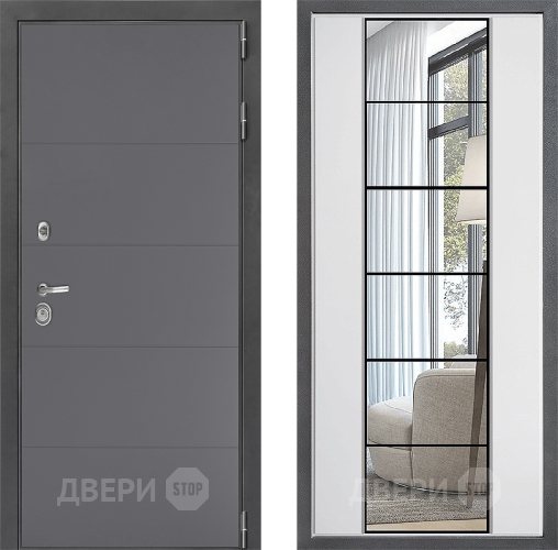 Входная металлическая Дверь Дверной континент ДК-3/649 ФЛЗ-2 Зеркало Белый софт в Жуковский