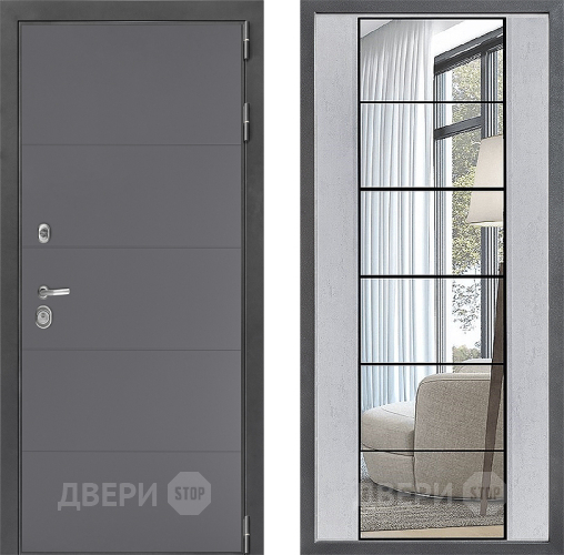 Входная металлическая Дверь Дверной континент ДК-3/649 ФЛЗ-2 Зеркало Бетон светлый в Жуковский
