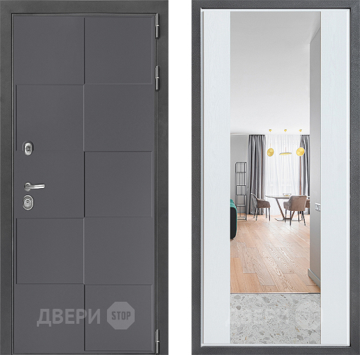 Входная металлическая Дверь Дверной континент ДК-3/606 ФЛЗ-1 Зеркало Белое дерево в Жуковский