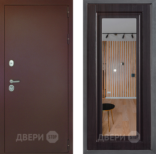 Входная металлическая Дверь Дверной континент Рубикон Медь Дизайн ФЛЗ Зеркало Венге в Жуковский