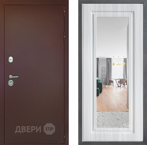 Входная металлическая Дверь Дверной континент Рубикон Медь Дизайн ФЛЗ Зеркало Сандал белый в Жуковский