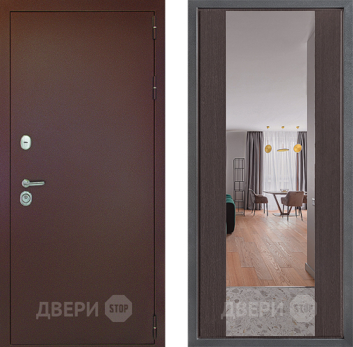 Дверь Дверной континент Рубикон Медь Дизайн ФЛЗ-1 Зеркало Венге в Жуковский