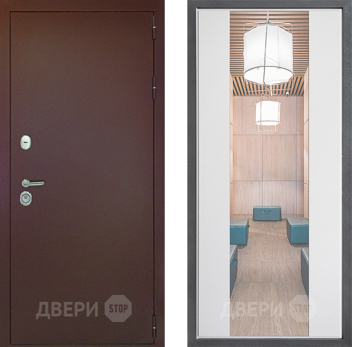 Дверь Дверной континент Рубикон Медь Дизайн ФЛЗ-1 Зеркало Белый софт в Жуковский