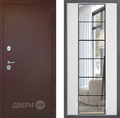 Дверь Дверной континент Рубикон Медь Дизайн ФЛЗ-2 Зеркало Белый софт в Жуковский