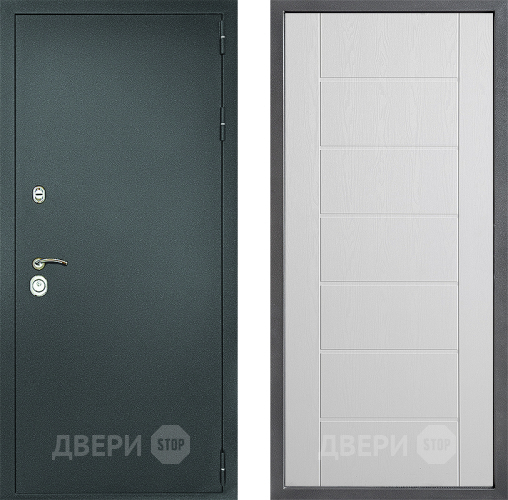 Входная металлическая Дверь Дверной континент Рубикон Серебро Дизайн ФЛ-Лайн Белое дерево в Жуковский