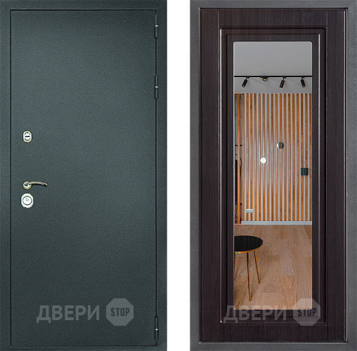 Дверь Дверной континент Рубикон Серебро Дизайн ФЛЗ Зеркало Венге в Жуковский