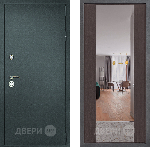 Дверь Дверной континент Рубикон Серебро Дизайн ФЛЗ-1 Зеркало Венге в Жуковский