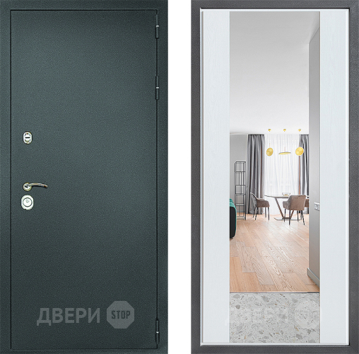 Дверь Дверной континент Рубикон Серебро Дизайн ФЛЗ-1 Зеркало Белое дерево в Жуковский