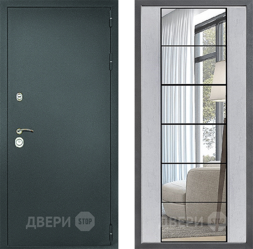 Дверь Дверной континент Рубикон Серебро Дизайн ФЛЗ-2 Зеркало Бетон светлый в Жуковский