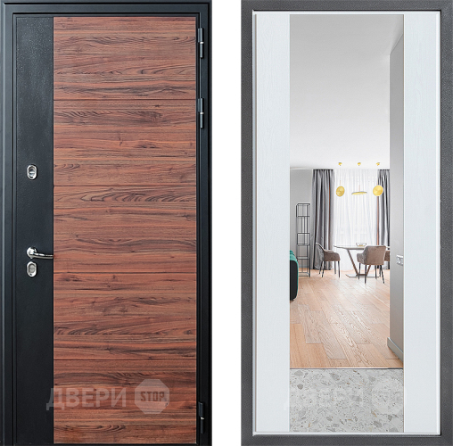 Дверь Дверной континент ДК-15 Красное Дерево ТЕРМО ФЛЗ-1 Зеркало Белое дерево в Жуковский