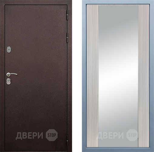 Входная металлическая Дверь Дива МД-40 Медь Д-15 Зеркало Сандал белый в Жуковский