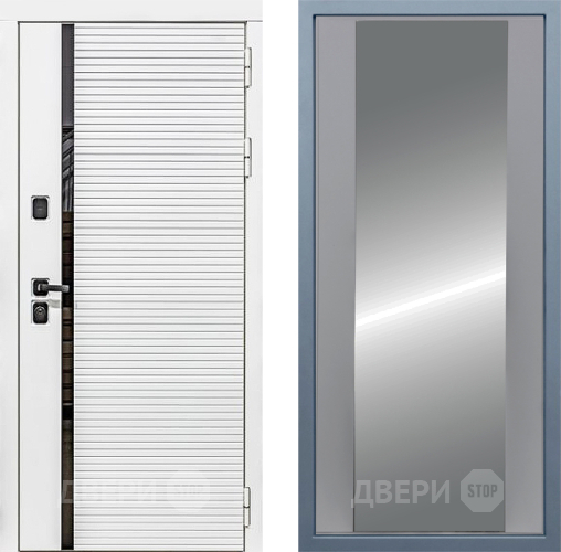 Входная металлическая Дверь Дива МХ-45 Белая STR Д-15 Зеркало Силк Маус в Жуковский