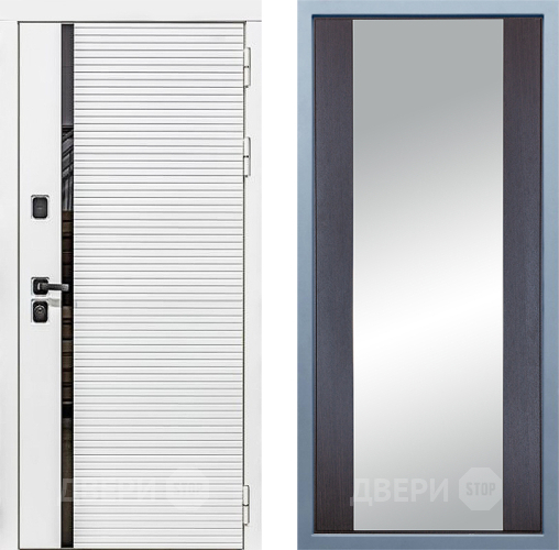 Входная металлическая Дверь Дива МХ-45 Белая STR Д-15 Зеркало Венге в Жуковский