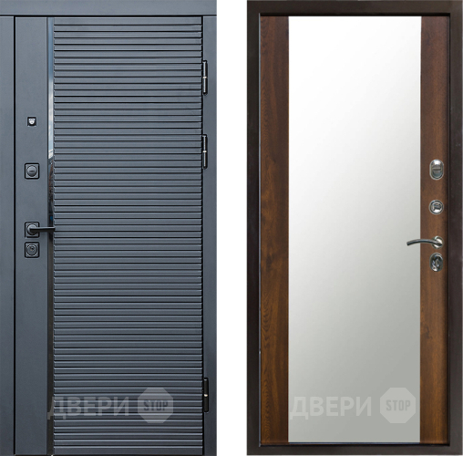 Входная металлическая Дверь Престиж Черная Линия Зеркало Дуб в Жуковский