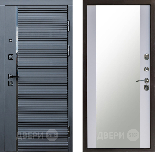Дверь Престиж Черная Линия Зеркало Белый софт в Жуковский