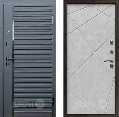 Входная металлическая Дверь Престиж Черная Линия Лучи Бетон светлый в Жуковский