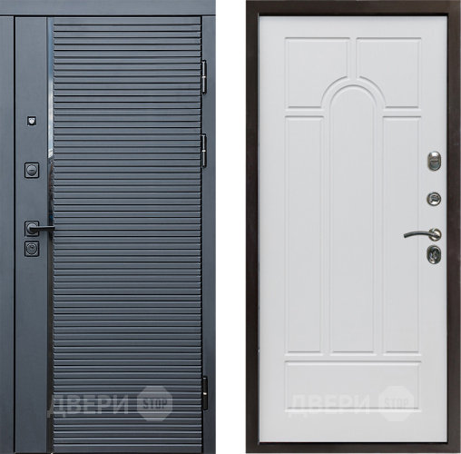 Входная металлическая Дверь Престиж Черная Линия Арка Белое дерево в Жуковский