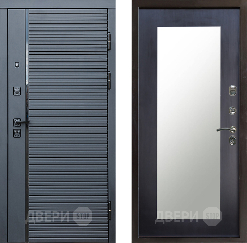 Входная металлическая Дверь Престиж Черная Линия Зеркло Пастораль Венге в Жуковский