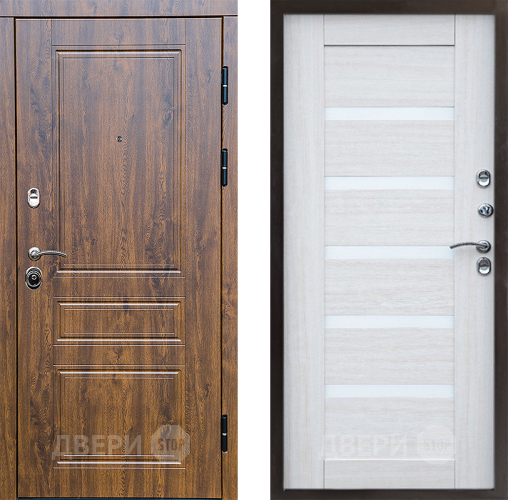 Входная металлическая Дверь Престиж Классика Дуб Царга Лиственница белая в Жуковский