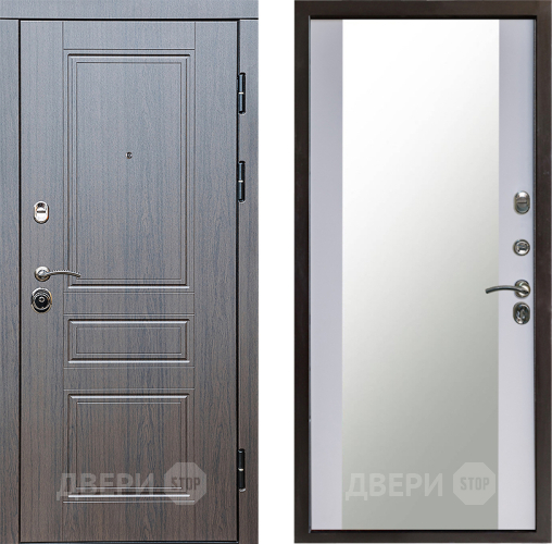 Входная металлическая Дверь Престиж Классика Венге Зеркало Белый софт в Жуковский