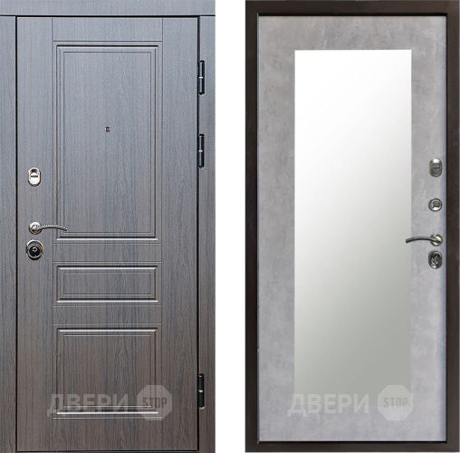 Входная металлическая Дверь Престиж Классика Венге Зеркло Пастораль Бетон светлый в Жуковский